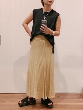 「しまむら（シマムラ）のアイテム（スカート）」を使った、yuさん（レディース・158cm）の夏コーディネート
