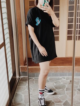 「SANTA CRUZ（サンタクルーズ）のSANTA CRUZ Screaming Hand S/S Tee（Tシャツ/カットソー、ブラック系）」を使った、tai さんの夏コーディネート