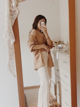 「w closet（ダブルクローゼット）のアイテム（トップス、ブラウン系）」を使った、tai さんの夏コーディネート