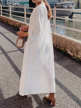 「Kelen（ケレン）の「KELEN / ケレン」Vネックシャツワンピース"Ian"（ワンピース、ホワイト系）」を使った、tai さんの秋コーディネート
