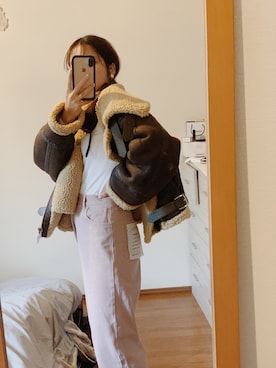 「GRL（グレイル）のアイテム（デニムパンツ、ピンク系）」を使った、tai さんの冬コーディネート