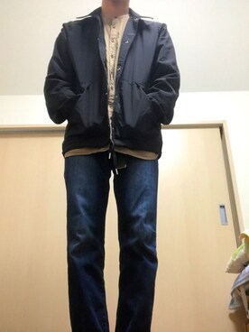 「ノーカラーシャツ」｜「アイテム（ナイロンジャケット）」を使った、ukiさん（メンズ・172cm）の春コーディネート