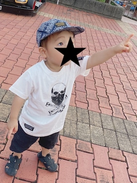 「OFFICIAL TEAM（オフィシャルチーム）のアイテム」を使った、Kae&Tsubaさん（キッズ・80cm）の夏コーディネート