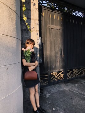 「Dr. Martens（ドクターマーチン）のDr.Martens (ドクターマーチン)/1461 3EYE GIBSON SHOES（その他シューズ）」を使った、Dさん（レディース・155cm）の冬コーディネート