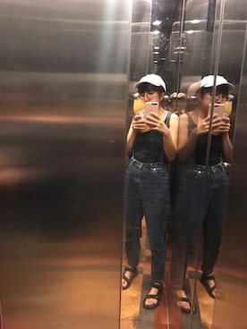 「AS KNOW AS plus（アズノゥアズプラス）のアイテム（キャップ）」を使った、Dさん（レディース・155cm）の夏コーディネート