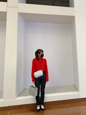 「バレンタインデートスタイル」｜「アイテム（バレエシューズ）」を使った、Dさん（レディース・155cm）の冬コーディネート