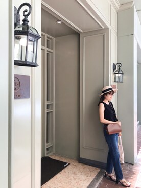 「BRONTE（ブロンテ）のアイテム（帽子）」を使った、Dさん（レディース・155cm）の夏コーディネート