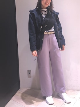 「マリンコーデ」｜「アイテム（マウンテンパーカー）」を使った、やまゆかさん（レディース・161cm）の冬コーディネート