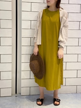 「ベルトサンダル」｜「アイテム（ワンピース/ドレス）」を使った、やまゆかさん（レディース・161cm）の夏コーディネート
