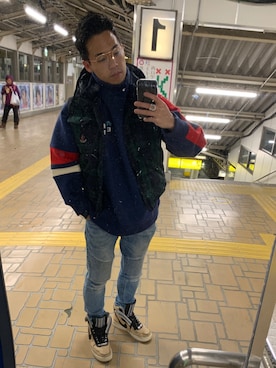 「ADER error」｜「アイテム（ダウンジャケット/コート）」を使った、Keitaさん（メンズ・175cm）の冬コーディネート