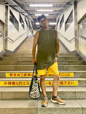 「DRKSHDW（ダークシャドウ）のアイテム（トップス）」を使った、Keitaさん（メンズ・175cm）の夏コーディネート