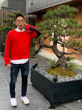 「koe×THOM BROWNE（コエトムブラウン）のアイテム」を使った、Keitaさん（メンズ・175cm）の冬コーディネート