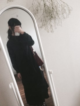 「red」｜「アイテム（シャツワンピース）」を使った、923さん（レディース・155cm）の冬コーディネート