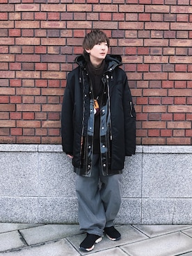 「O（オー）のアイテム（ジャケット/アウター）」を使った、ゆーたまるさん（メンズ・174cm）の冬コーディネート