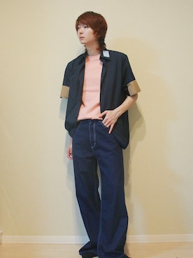 「ピンクティーシャツ」｜ゆーたまるさん（メンズ・174cm）の夏コーディネート