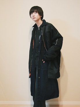 「NEONSIGN（ネオンサイン）のアイテム（ジャケット/アウター）」を使った、ゆーたまるさん（メンズ・174cm）の冬コーディネート