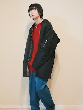 「NEONSIGN（ネオンサイン）のアイテム（ジャケット/アウター）」を使った、ゆーたまるさん（メンズ・174cm）の冬コーディネート