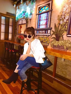 「MONET（モネ）のアイテム」を使った、神林真里さん（レディース・168cm）の秋コーディネート