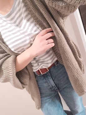 「ハイウエストストレートジーンズ」｜きなこ餅ちさん（レディース・152cm）の春コーディネート