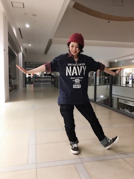 「TYPE BLUE（タイプブルー）のアイテム（パンツ）」を使った、Yasさん（レディース・156cm）の冬コーディネート