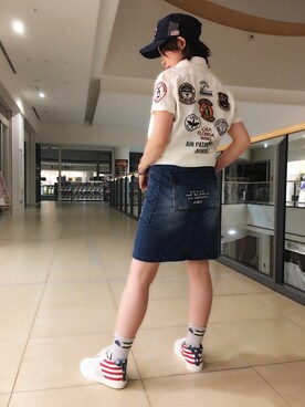 「AVIREX（アヴィレックス）のavirex/アヴィレックス/ MESH CAP AVIREX MFG/メッシュ　キャップ　AVIREX MFG（キャップ）」を使った、Yasさん（レディース・156cm）の春コーディネート