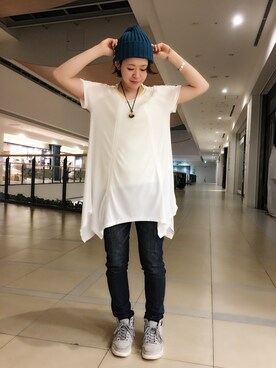 「AVIREX（アヴィレックス）のアイテム（チュニック）」を使った、Yasさん（レディース・156cm）の春コーディネート
