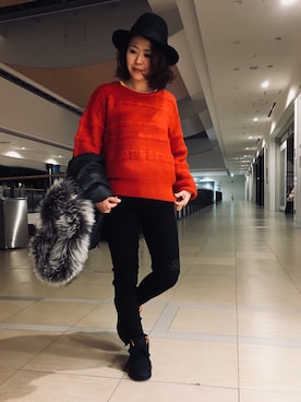 「red」｜「アイテム（ライダースジャケット）」を使った、Yasさん（レディース・156cm）の秋コーディネート