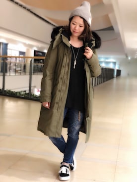 「AVIREX（アヴィレックス）のアイテム（チュニック）」を使った、Yasさん（レディース・156cm）の冬コーディネート