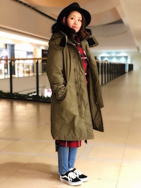 「ファー」｜「アイテム（シャツワンピース）」を使った、Yasさん（レディース・156cm）の冬コーディネート