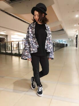 Yasさんの「【直営店限定】AVIREX/ アヴィレックス/ FLOWER CAMO SHORT BOMBAR JACKET/ フラワーカモ ショート ボンバージャケット」を使ったコーディネート