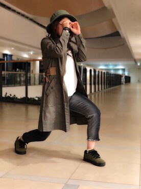 「AVIREX（アヴィレックス）のアイテム（トレンチコート）」を使った、Yasさん（レディース・156cm）の春コーディネート