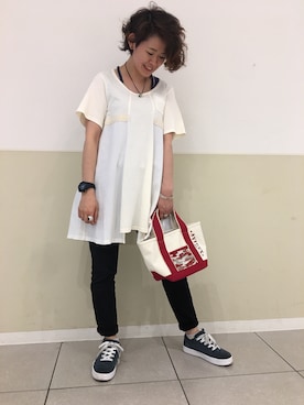 「AVIREX（アヴィレックス）のアイテム（チュニック）」を使った、Yasさん（レディース・156cm）の春コーディネート