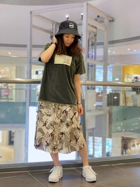 「AVIREX（アヴィレックス）のアイテム（シャツワンピース）」を使った、Yasさん（レディース・156cm）の春コーディネート