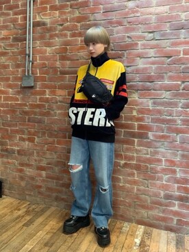 「ストレートパンツ」｜「アイテム（ジャージ）」を使った、mobuさん（レディース・155cm）の秋コーディネート