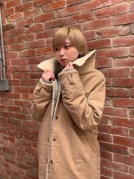 「HYSTERIC GLAMOUR（ヒステリックグラマー）のアイテム（ステンカラーコート）」を使った、mobuさん（レディース・155cm）の秋コーディネート