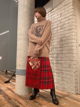 「トマトバード」｜mobuさん（レディース・155cm）の冬コーディネート