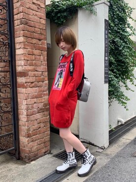 「アイテム（バックパック/リュック、シルバー系）」を使った、mobuさん（レディース・155cm）の冬コーディネート