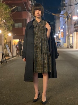 「HYSTERIC GLAMOUR（ヒステリックグラマー）のアイテム（ステンカラーコート）」を使った、mobuさん（レディース・155cm）の冬コーディネート