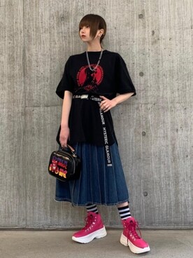 「スニーカーブーツ」｜「アイテム（ワンピース/ドレス）」を使った、mobuさん（レディース・155cm）の春コーディネート