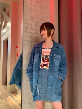 HYSTERIC GLAMOURのデニムジャケットを使った「オーバーサイズ