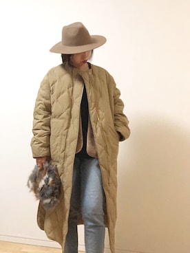 「zozoデニム」｜「アイテム（ダウンジャケット/コート）」を使った、ki._.styleさん（レディース・154cm）の冬コーディネート