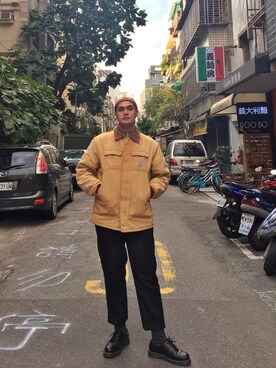 「Carhartt（カーハート）のアイテム（ナイロンジャケット）」を使った、楠。西さん（メンズ・187cm）の冬コーディネート