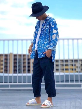 「アロハシャツ」｜HMさん（メンズ・175cm）の夏コーディネート