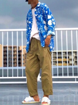 「アロハシャツ」｜HMさん（メンズ・175cm）の夏コーディネート