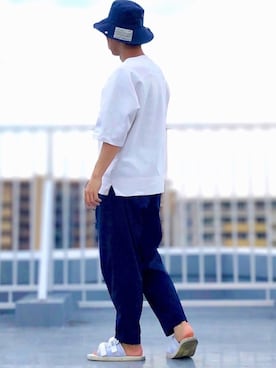 「EN ROUTE（アンルート）のアイテム（Tシャツ/カットソー）」を使った、HMさん（メンズ・175cm）の夏コーディネート