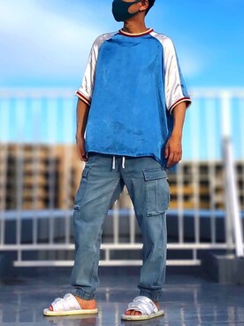 「MONKEY TIME（モンキータイム）のアイテム（カーゴパンツ）」を使った、HMさん（メンズ・175cm）の秋コーディネート