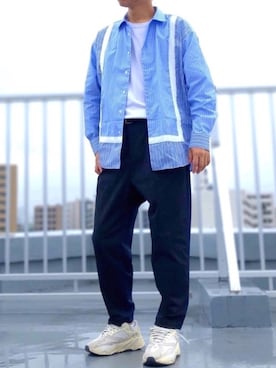 「EN ROUTE（アンルート）のアイテム（シャツ/ブラウス）」を使った、HMさん（メンズ・175cm）の夏コーディネート