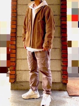 「MONKEY TIME（モンキータイム）のアイテム（カーゴパンツ）」を使った、HMさん（メンズ・175cm）の春コーディネート