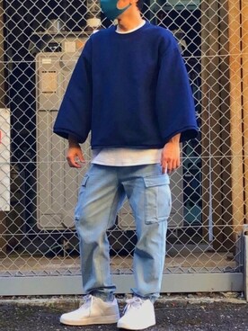 「MONKEY TIME（モンキータイム）のアイテム（カーゴパンツ）」を使った、HMさん（メンズ・175cm）の秋コーディネート