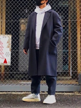 「グレーコーデ」｜「アイテム（その他アウター）」を使った、HMさん（メンズ・175cm）の冬コーディネート